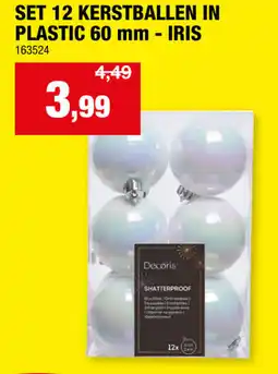 Hubo Set 12 kerstballen in plastic 60 mm - iris aanbieding