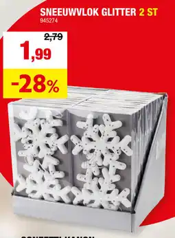 Hubo Sneeuwvlok glitter 2 st aanbieding