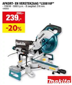 Hubo Makita afkort en verstekzaag LS0816F aanbieding