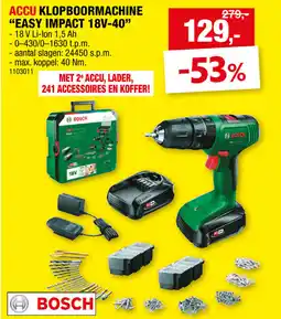 Hubo Bosch accu klopboormachine easy impact 18v-40 aanbieding