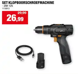Hubo Batavia set klopboorschroefmachine 2ah 12v. aanbieding