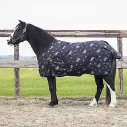 Decathlon QHP Regendeken Turnout Lize 100gr - Zwart / Violet aanbieding