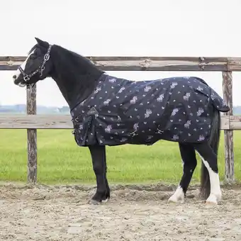 Decathlon QHP Regendeken Turnout Lize 100gr - Zwart / Violet aanbieding