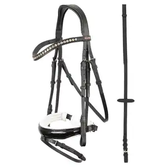 Decathlon Paardrijden - Unisex - Zwart/wit - -hoofdstel Brest Met Lacque Antislip Teugels aanbieding