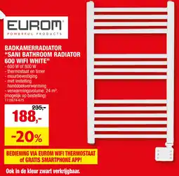 Hubo Eurom badkamerradiator sani bathroom radiator 600 wifi white aanbieding