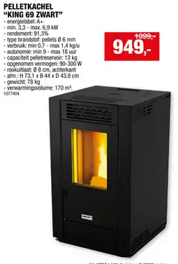Hubo Pelletkachel king 69 zwart aanbieding