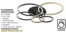 Zelfbouwmarkt Plafonnier zwart/goud aanbieding