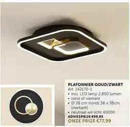 Zelfbouwmarkt Plafonnier goud/zwart art. 142170-1 aanbieding