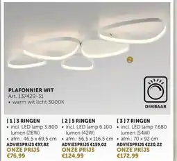 Zelfbouwmarkt Plafonnier wit 5 ringen aanbieding