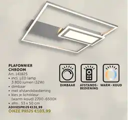 Zelfbouwmarkt Plafonnier chroom art. 141825 aanbieding