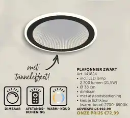 Zelfbouwmarkt Plafonnier zwart art. 141824 aanbieding