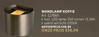 Wandlamp koffie art. 117660