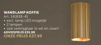 Zelfbouwmarkt Wandlamp koffie art 141838-41 aanbieding