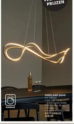 Zelfbouwmarkt Hanglamp goud art. 136106 aanbieding
