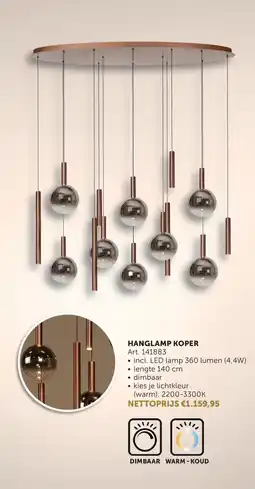 Zelfbouwmarkt Hanglamp koper art. 141883 aanbieding