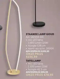 Zelfbouwmarkt Staande lamp goud art 142159-60 aanbieding