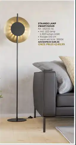 Zelfbouwmarkt Staande lamp zwart/goud art. 142150-51 aanbieding