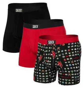 Decathlon Saxx Ultra Super Soft Boxers 3-pack Rood/Zwart aanbieding