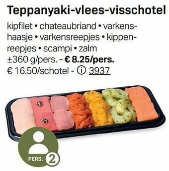 Buurtslagers Teppanyaki-vlees-visschotel aanbieding