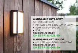 Zelfbouwmarkt Wandlamp antraciet aanbieding