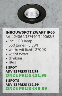 Zelfbouwmarkt Inbouwspot zwart IP65 aanbieding