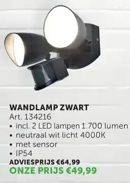Zelfbouwmarkt Wandlamp zwart aanbieding