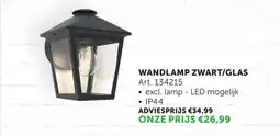 Zelfbouwmarkt Wandlamp zwart/glas aanbieding