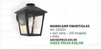 Zelfbouwmarkt Wandlamp zwart/glas aanbieding