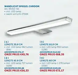 Zelfbouwmarkt Wandlicht spiegel chroom aanbieding