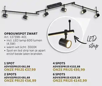 Zelfbouwmarkt Opbouwspot zwart aanbieding