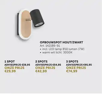 Zelfbouwmarkt Opbouwspot hout zwart aanbieding