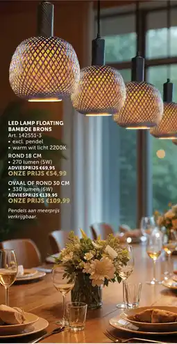 Zelfbouwmarkt Led lamp floating bamboe brons aanbieding