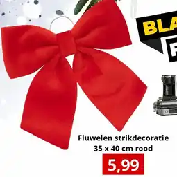 NH Market Fluwelen strikdecoratie 35 x 40 cm rood aanbieding