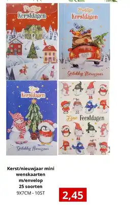NH Market Kerst/nieuwjaar mini wenskaarten m/envelop 25 soorten aanbieding