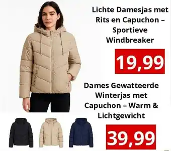 NH Market Dames Gewatteerde Winterjas met Capuchon – Warm & Lichtgewicht aanbieding
