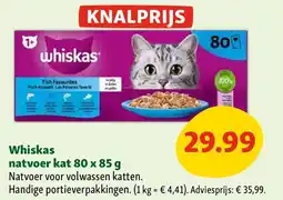 Maxi Zoo Whiskas natvoer kat 80 x 85 g aanbieding