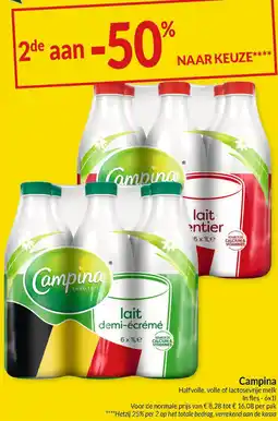 Intermarché Campina Halfvolle, volle of lactosevrije melk aanbieding