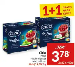 Intermarché Cirio Polpa Met knoflook of Met basilicum aanbieding