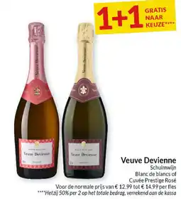 Intermarché Veuve Devienne Schuimwijn Blanc de blancs of Cuvée Prestige Rosé aanbieding
