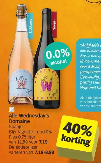 Albert Heijn Alle Wednesday's Domaine aanbieding