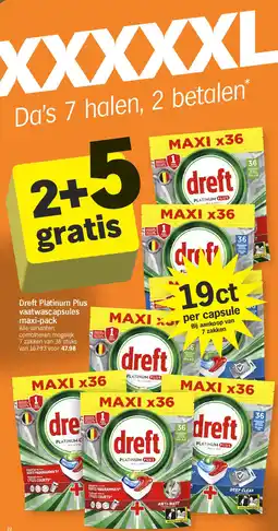 Albert Heijn Dreft Platinum Plus vaatwascapsules maxi-pack aanbieding
