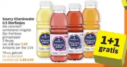 Albert Heijn Sourcy Vitaminwater 0.5 literflesjes aanbieding