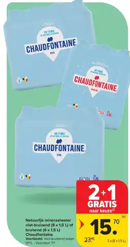 Carrefour Natuurlijk mineraalwater niet-bruisend (8 x 1,5 L) of bruisend (6 x 1,5 L) Chaudfontaine aanbieding