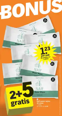 Albert Heijn Naïf water wipes 40 stuks aanbieding