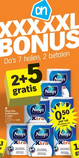 Albert Heijn Nalys Xtra keukenpapier 2 rollen aanbieding
