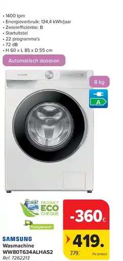 Carrefour Wasmachine WW80T634ALHAS2 aanbieding