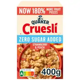 Albert Heijn Quaker Zero sugar added strawberry & peach aanbieding
