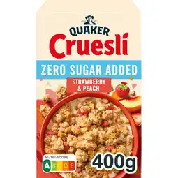 Albert Heijn Quaker Zero sugar added strawberry & peach aanbieding