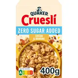 Albert Heijn Quaker Zero sugar added cocoa & banana aanbieding