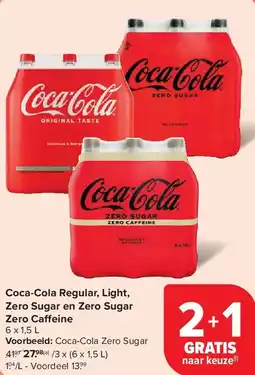 Carrefour Coca-Cola Regular, Light, Zero Sugar en Zero Sugar Zero Caffeine aanbieding